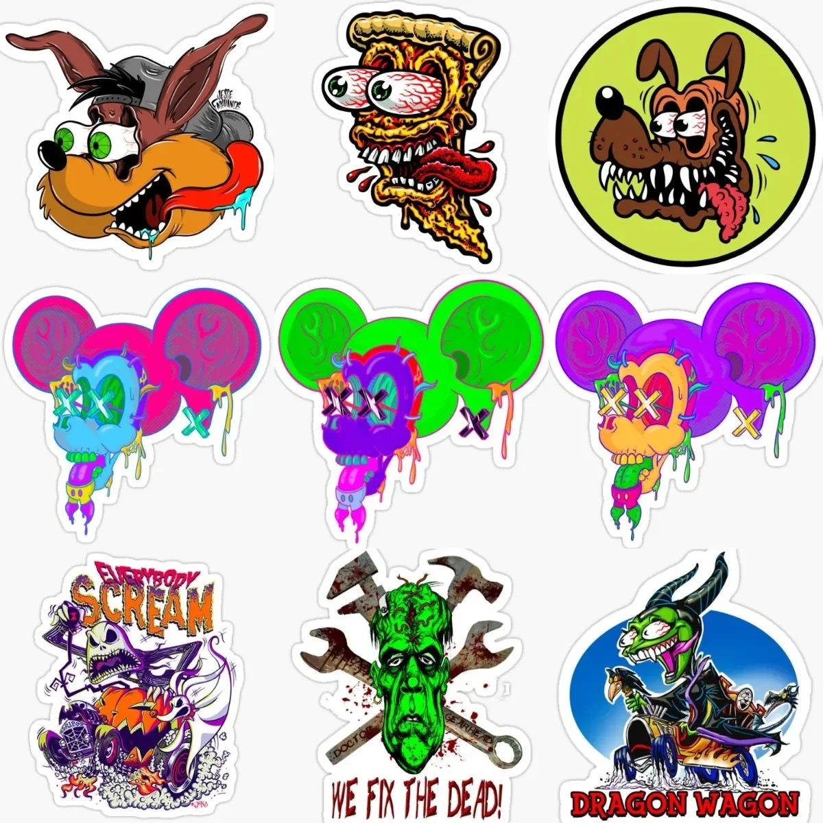 

Rat Fink Terror Exaggeration Creative PVC Stickers Accessories for Decorate Car Window Motorcycle Bumper Off-road Wall Van