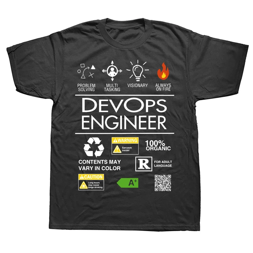 مضحك DevOps مهندس دائما على النار تي شيرت الصيف الجرافيك القطن الشارع الشهير قصيرة الأكمام هدايا عيد ميلاد تي شيرت ملابس رجالي #1