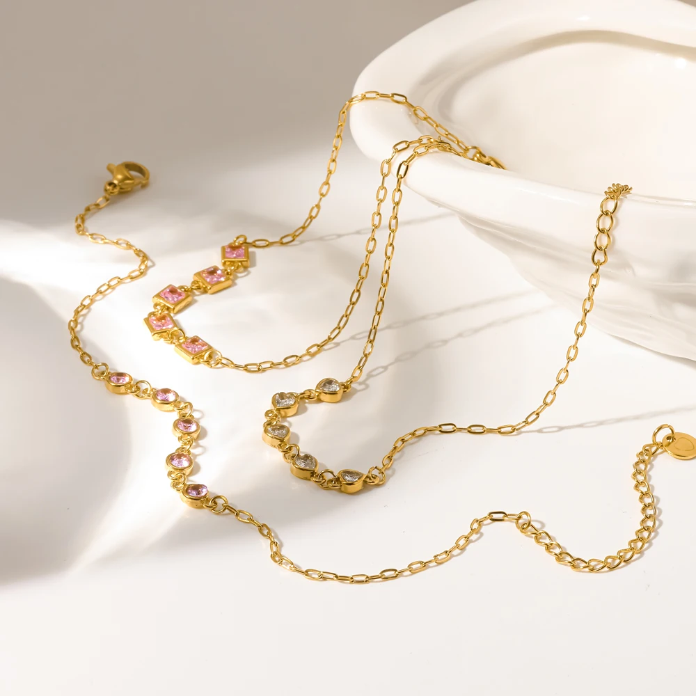 Verstellbares Edelstahl-Armband mit Zirkonia-Ketten, PVD-beschichtet, wasserdicht, trendiger Schmuck, Geschenk für jeden Anlass. – Detail 3