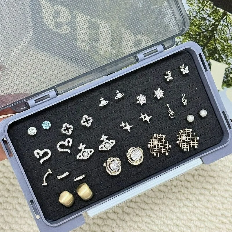 

Clear Jewelry Display Case Organizer Box for Earring Holder Storage for Women Girls Portable Dustproof Ear Stud Storage Cases