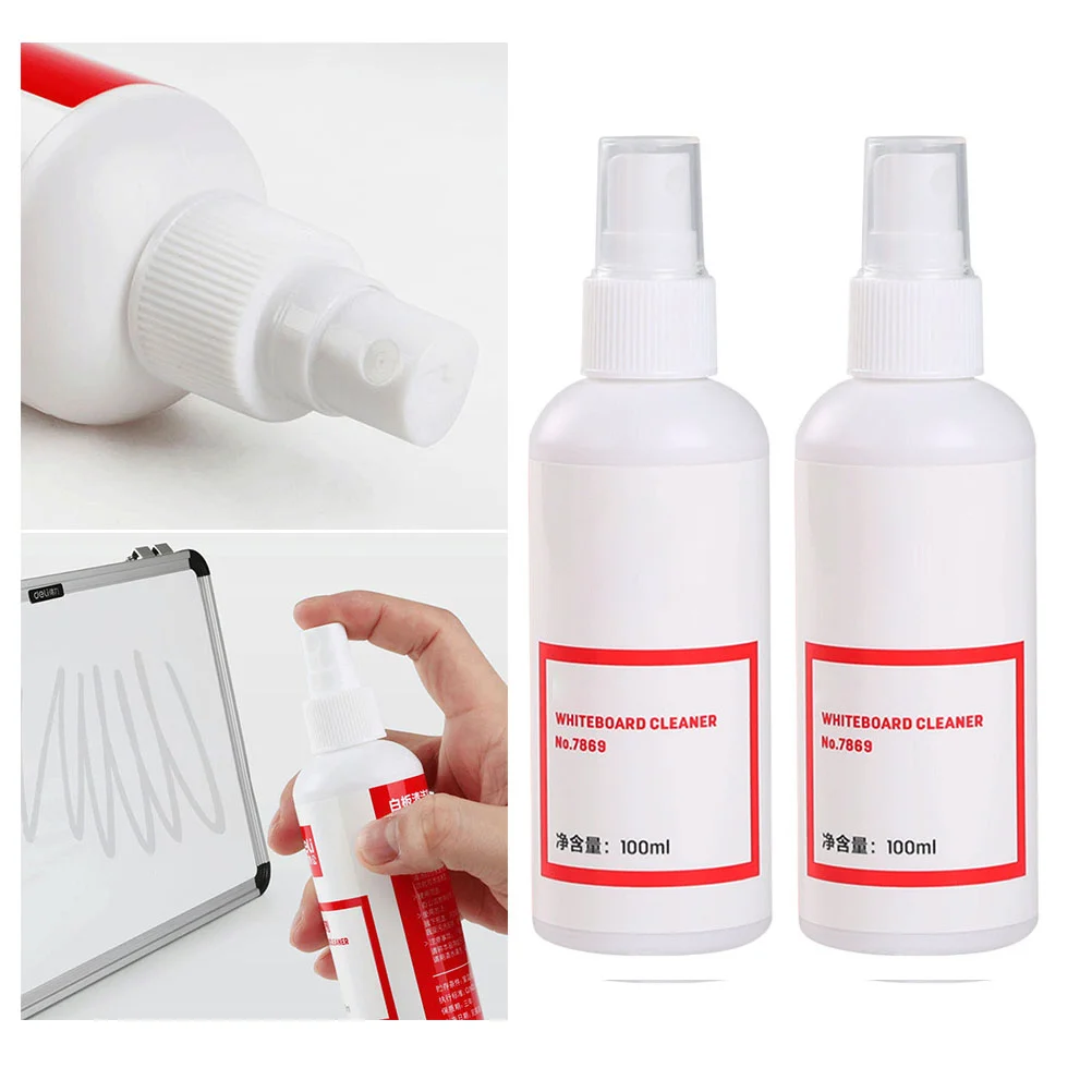 2 Stück Whiteboard-Reinigungsspray, 100 ml, tragbar, 135 mm Größe, für den Einsatz im Klassenzimmer, Büro, Whiteboard, sauberes Wasser, Kunstbedarf