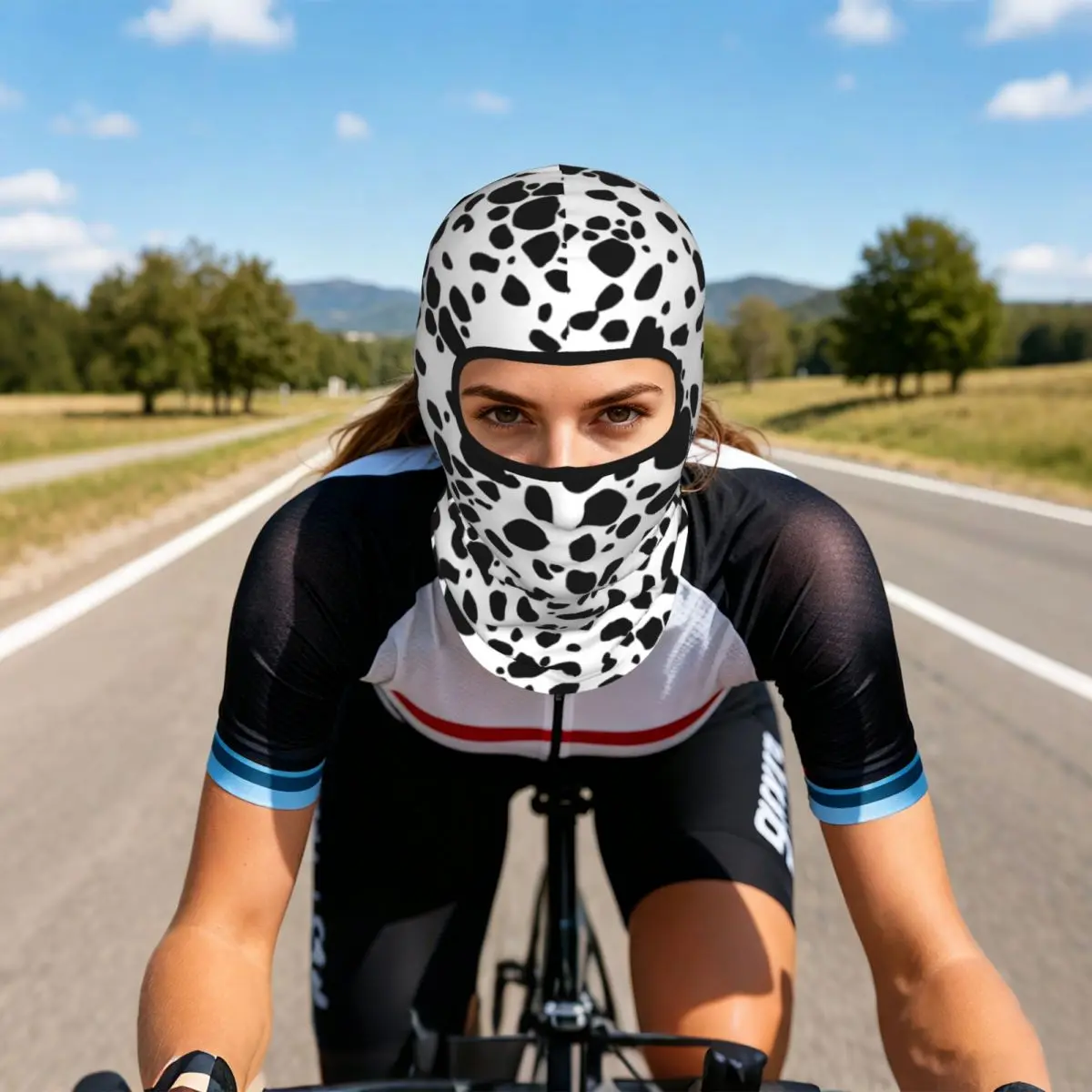 Dalmatian Dog Texture Breathable Thin Balaclava Full Face Mask Sun Protection Neck Gaiter For Motorcycle Cycling Fishing Outdoor