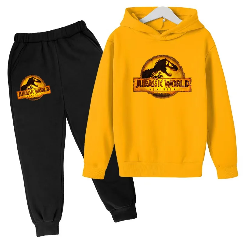 Bluza dziecięca jurajski tyranozaur Rex drukuj chłopcy dziewczęta ubrania płaszcz dla malucha Top + spodnie 2P Casual uroczy sportowy zestaw do joggingu