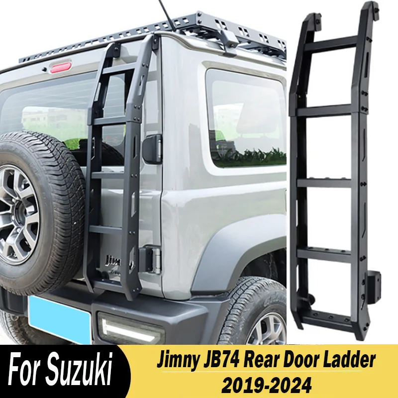 For Suzuki New Jimny JB74 2019-2024 Car Modified Aluminum Alloy Reinforced Tailgate Climbing Luggage Rack Ladder Car Accessories