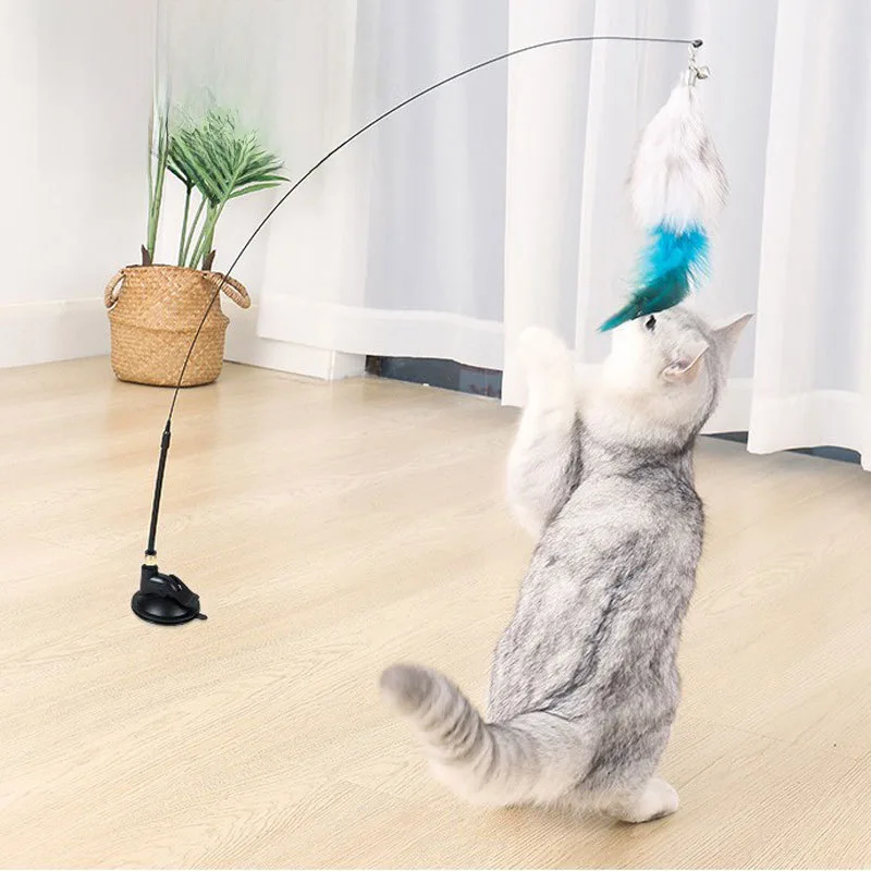 Suction Cup Teaser Toy Telescopic Rod Can Replace Bell Long Brush Holder Self-Hi Pet Supplies