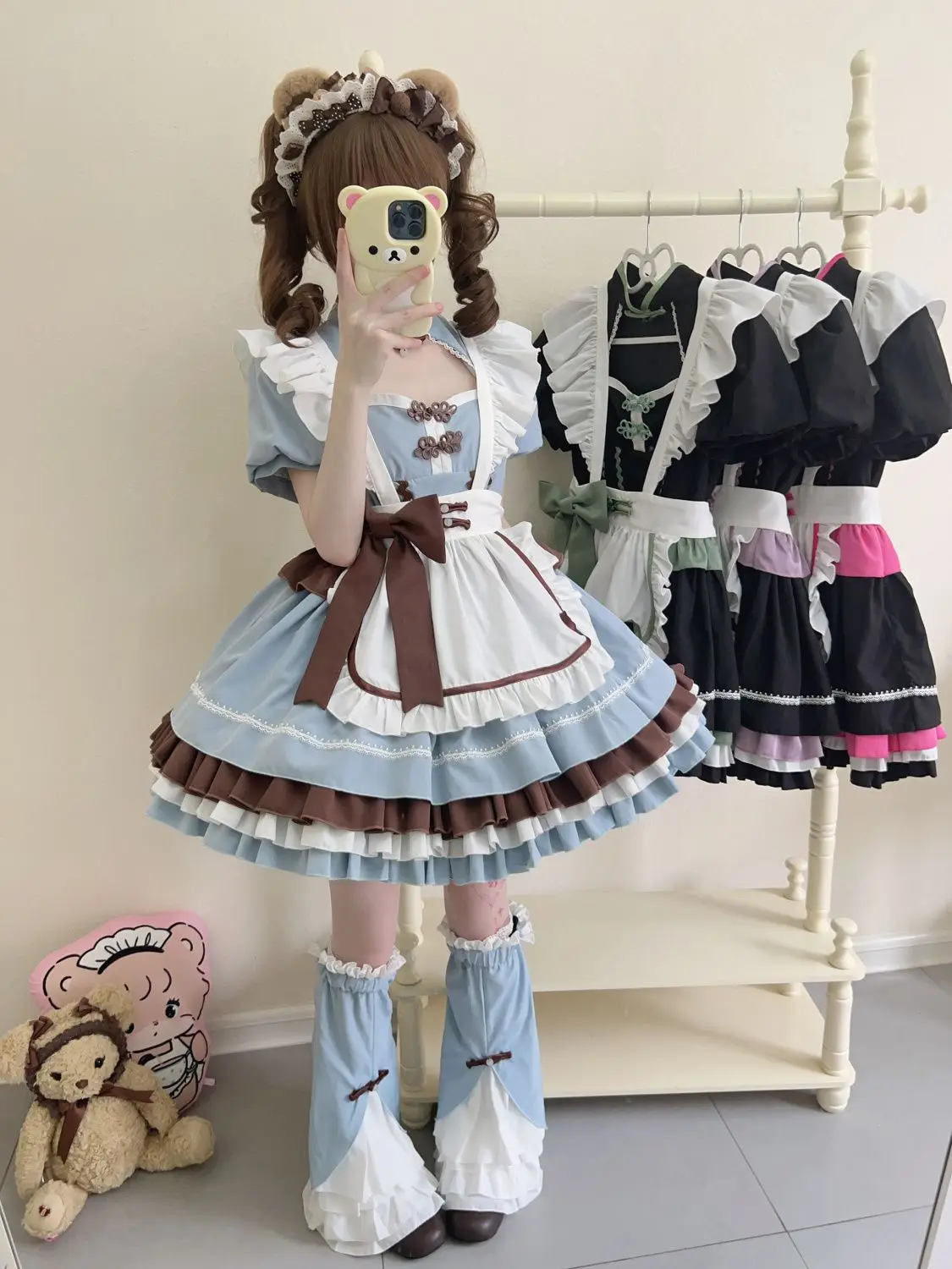 

Kawaii Lolita Blue Maid Dress Japanese Sweet Women Kawaii Dress Role Play Costume Halloween Party Cosplay Short Sleeved Clothing