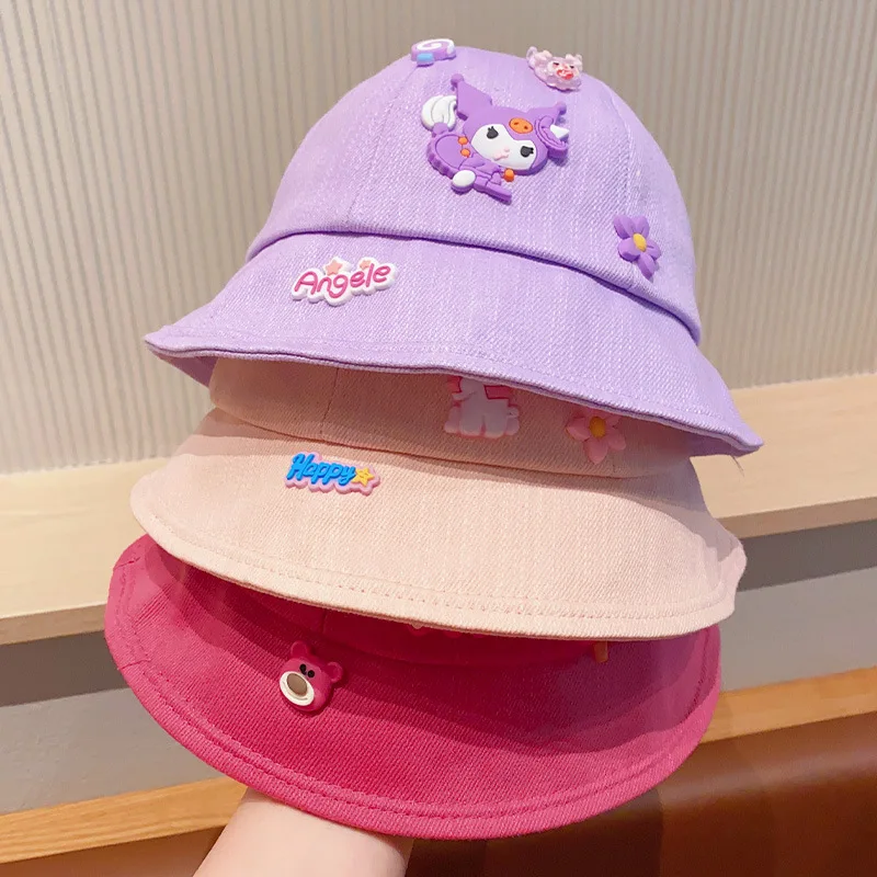 Kids Hat Cartoon My Melody Kuromi Girls Cute Bucket Hat Breathable Sun Protection Pochacco Students Outdoor Sun Hat Girls Gifts