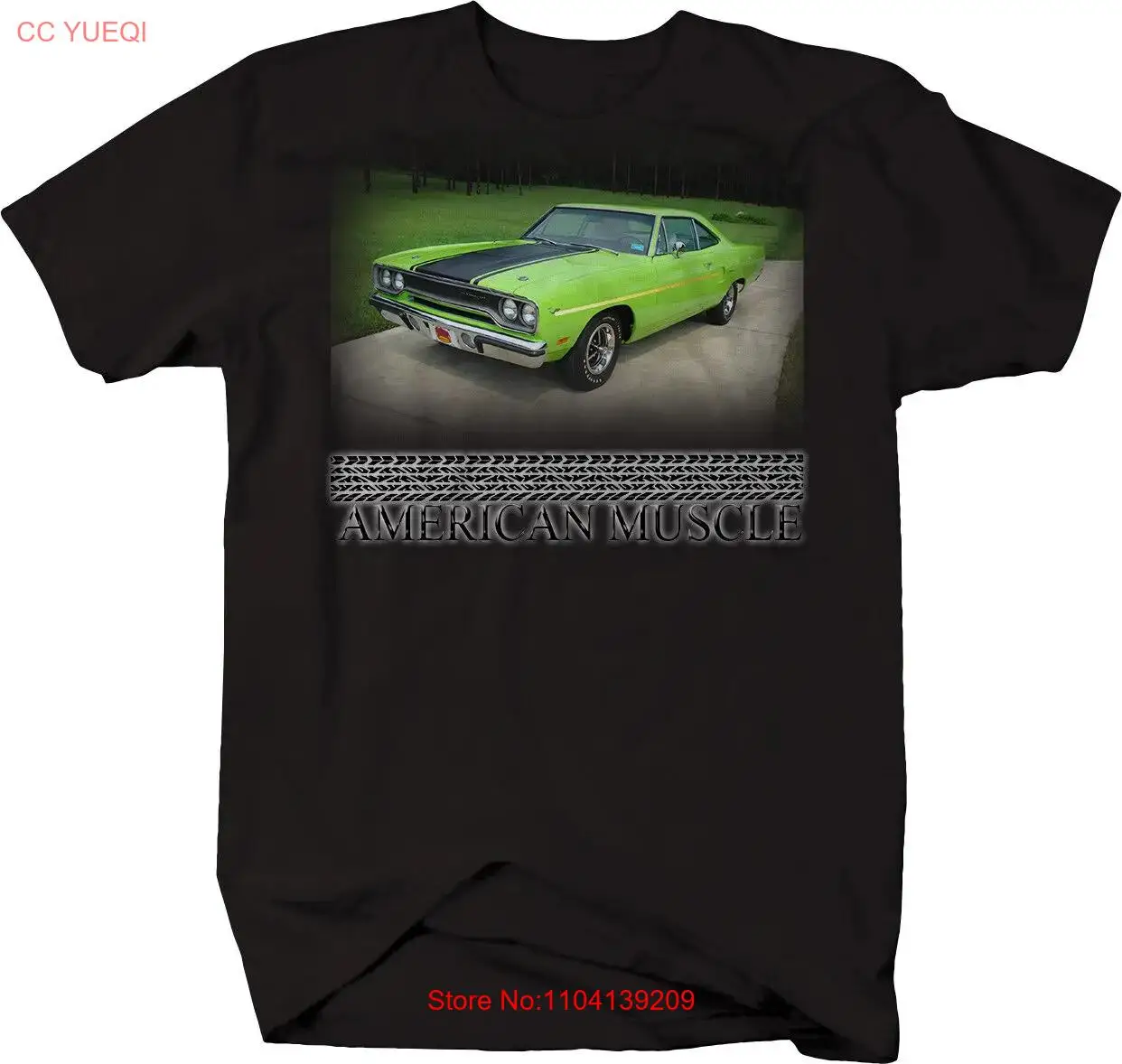 American Muscle Plymouth Roadrunner Lime Green Hotrod T Shirt long sleeves