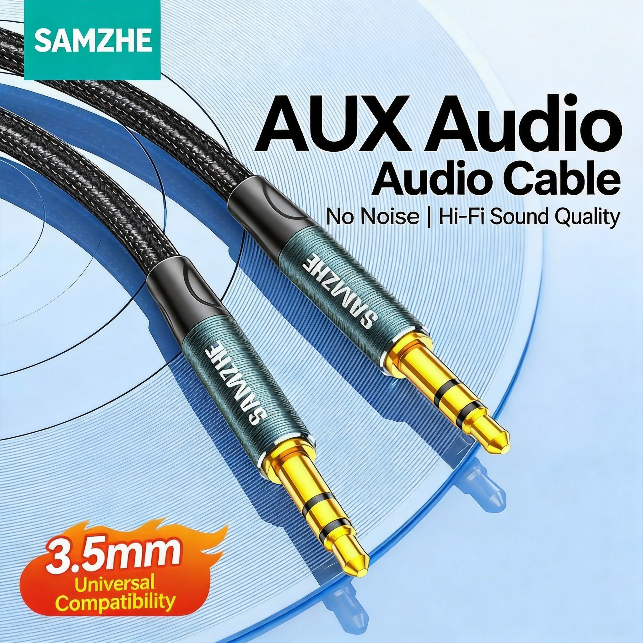 SAMZHE Jack Aux Cable 3.5mm Audio Cord Aux Jack 3.5 Male to Male Cable Jack 3.5 Audio Cord for Phone Car Headphones Speaker MP3