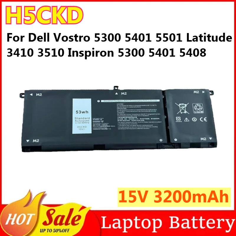 H5CKD 15V 3200mAh لـ Dell Vostro 5300 5401 5501 Latitude 3410 3510 Inspiron 5300 5401 5408 5501 5508 5400 7405 بطارية الكمبيوتر المحمول #1