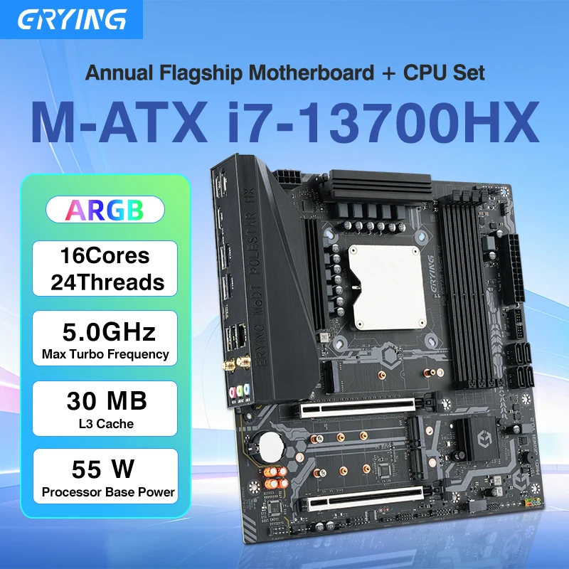 Imagem -01 - Erying-pc Gaming Motherboard com Núcleo Onboard Conjunto de Montagem de Computadores de Mesa Kit Interpose i7 13700hx Ddr5 5600 16c24t Diy