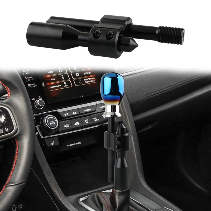 

NewCar Aluminum H Type Shift Knob Extension Adjustable Extender Gear Shifter With 3 Adapters modified H-shaped gear lever black