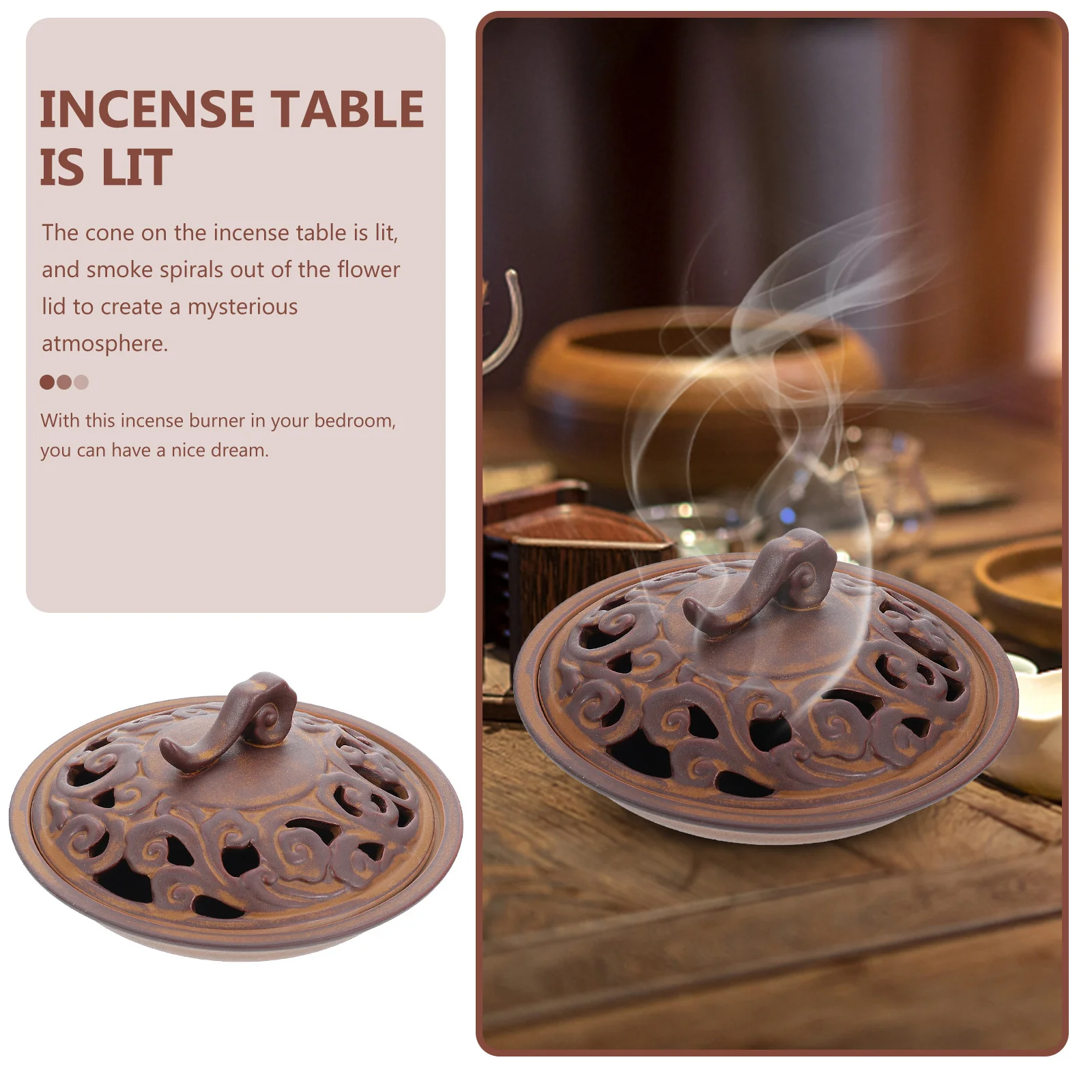 

Ceramic Incense Burner Sturdy Practical Burner Indoor Incense Base Home Desktop Decor for Office Bedroom Study
