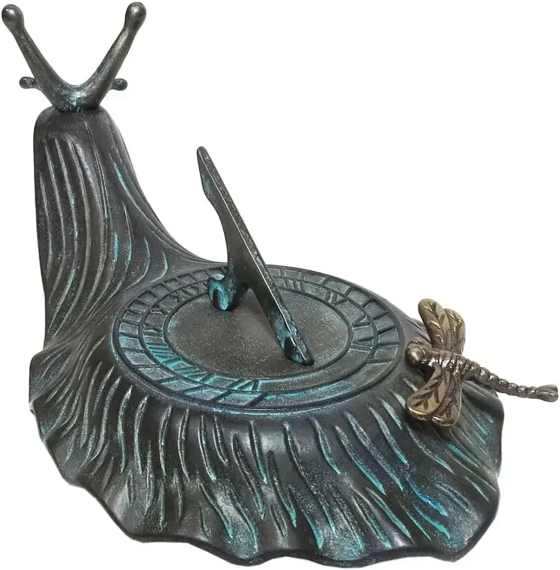 

%a Decorative Brass Garden Outdoor Sundial - Snail with a Little Dragonfly