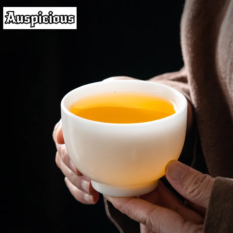 130ml Mutton Fat Jade Master Cup Boutique Pervious White Porcelain Tea Cup Tasting Mug Tea Bowl Mediotation Cup Coffee Mug Gift