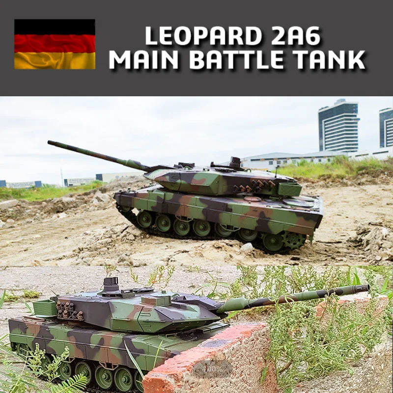 Henglong 3889-1 German Leopard 2a6 Heavy Remote Control Tank 1:16 Simulation All Metal Track Model Children's Remote Control Toy