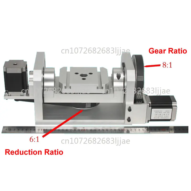 CNC 4th Axis 5th A Aixs Rotary Center Height 98mm 100MM Chuck T Slot Table 100MM * 125MM Gear Ratio 8: 1 Reduction Ratio 6:1