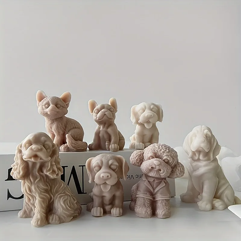 

9pcs Set Dog Shape Candle Molds for Crafts Scented Candles and Plaster Castings Pug Shiba Inu Corgi Labrador Etc Decorative Mold