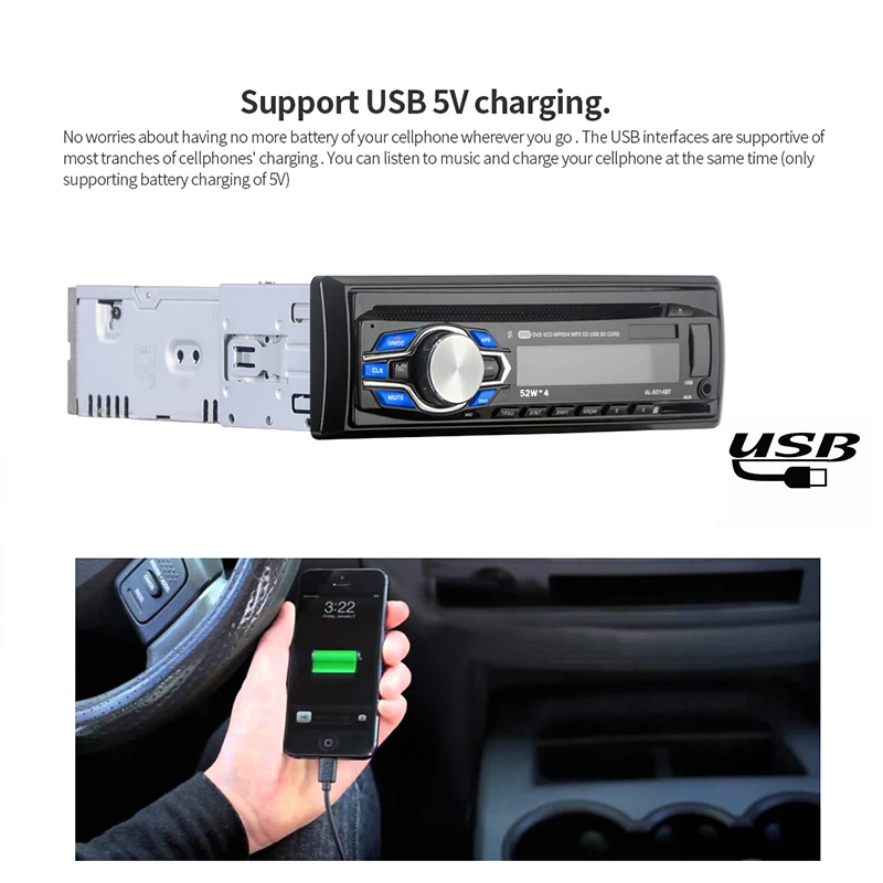 새로운 1 Din 자동차 라디오 DVD VCD CD 플레이어 블루투스 12V 오디오 DVD Autoradio 스테레오 MP3 플레이어 SD/USB/AUX -인 대시 핸드 프리
