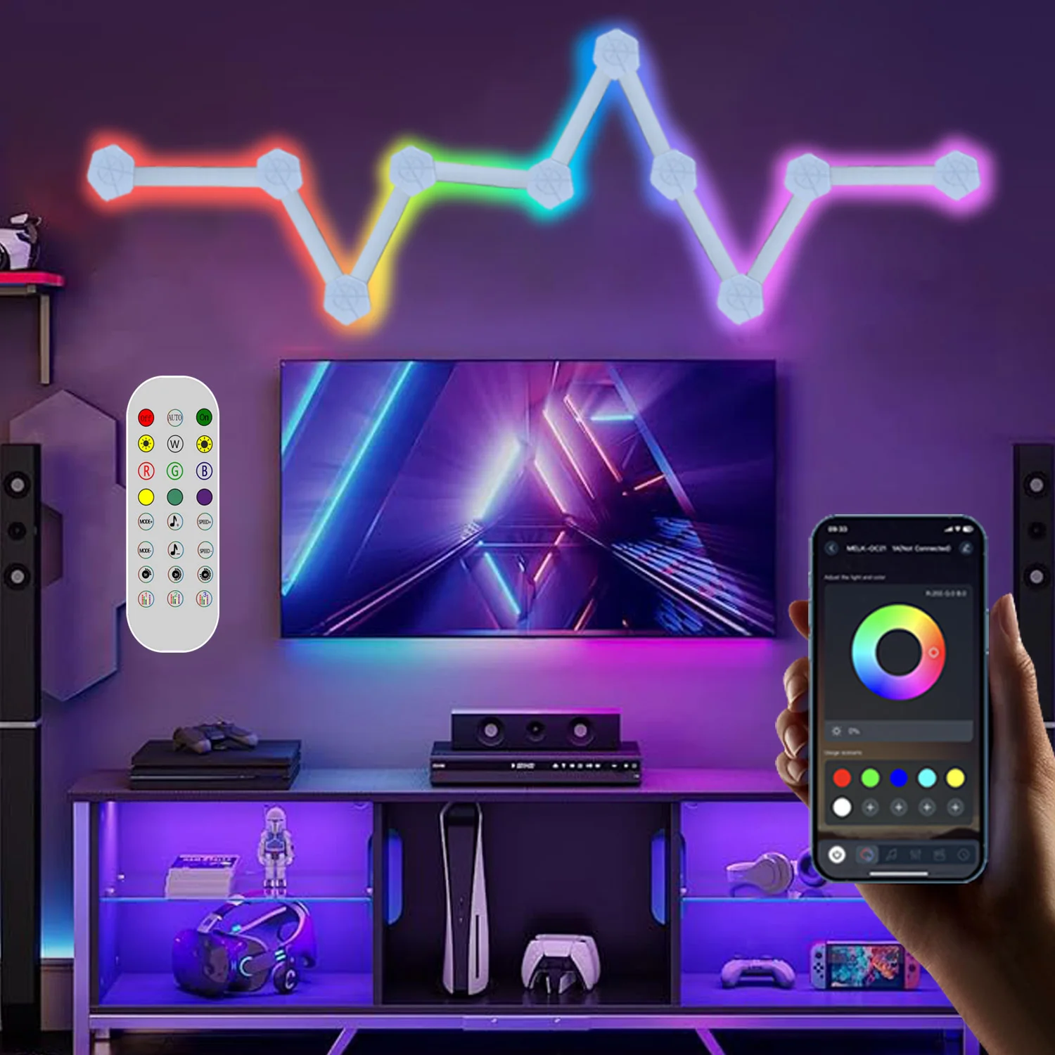 

Led Color Backlit Decorative Light Strips - Diy Spliced Wall Lamp With Music Rhythm - Game Room,Bar Room Rgb Atmosphere Lights