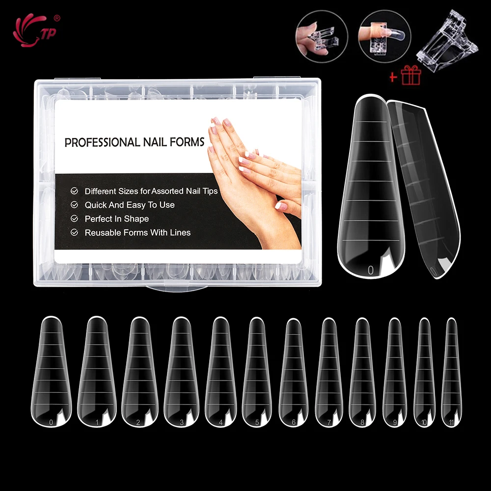 

TP 120pcs Dual Form Nail Quick Building Gel Mold Full Cover Acrylic False Nail Tips Extension System Top Forms Molds Accessories