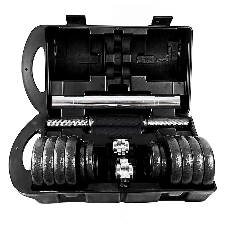 2026 2026 15/20/30kg Adjustable Painting Dumbbell Set With Case Cast Iron Dumbbell Set With Connector Paint-baked Dumbbell Barbe