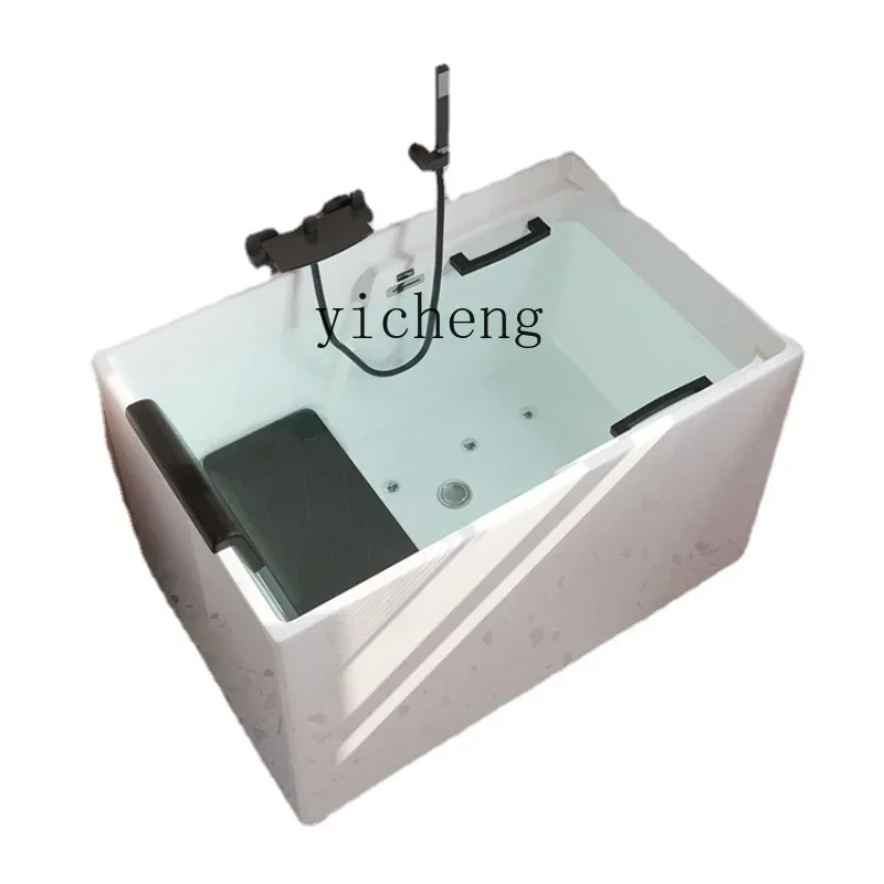 

Y1 Acrylic Independent Bathtub Mini Deep Bubble Square Sitting Small Bathtub 0.8M