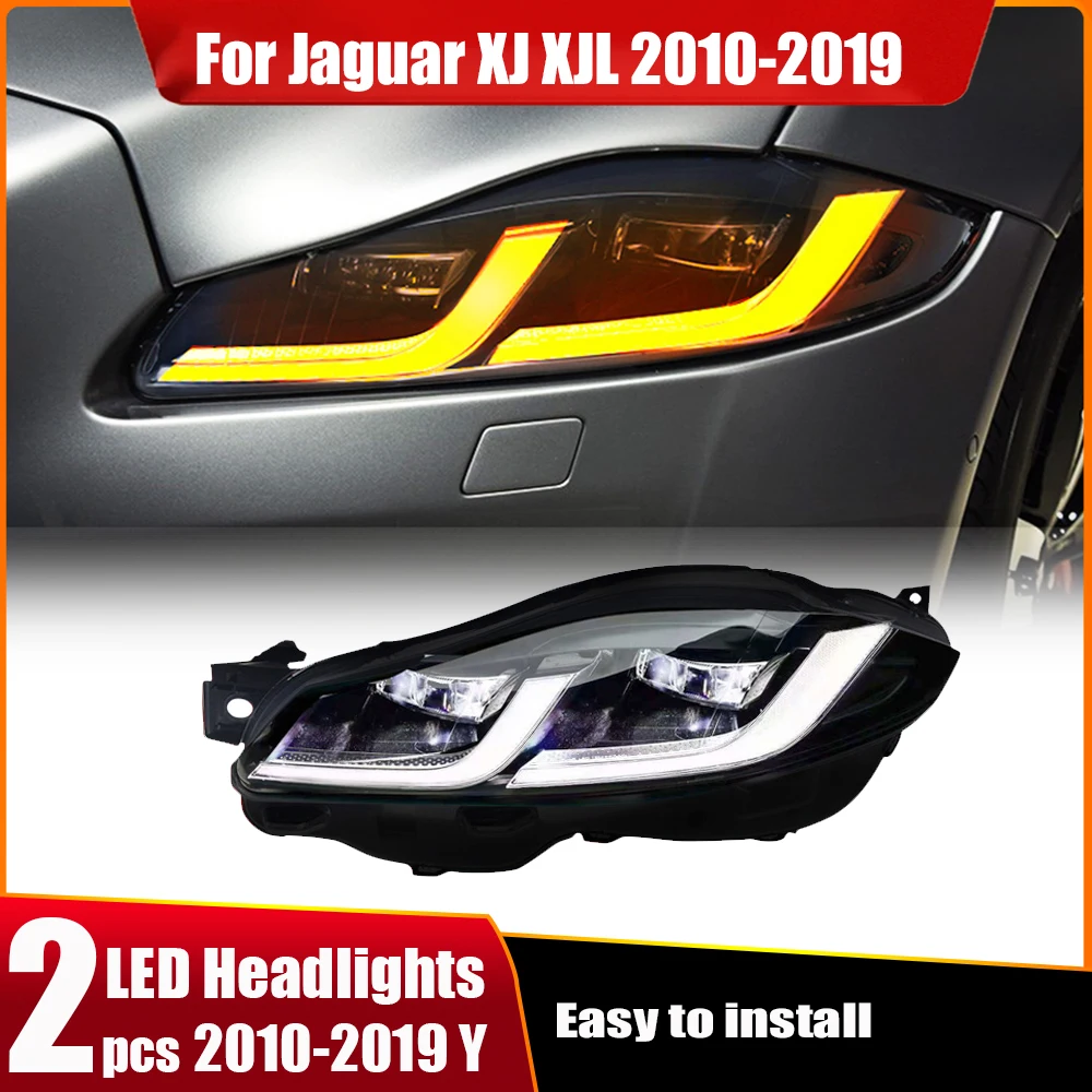 

Передняя фара для Jaguar XJL светодиодный 2010-2019, фары XJ XF XE DRL, сигнал поворота, дальний свет, объектив проектора Angel Eye, 2 шт.