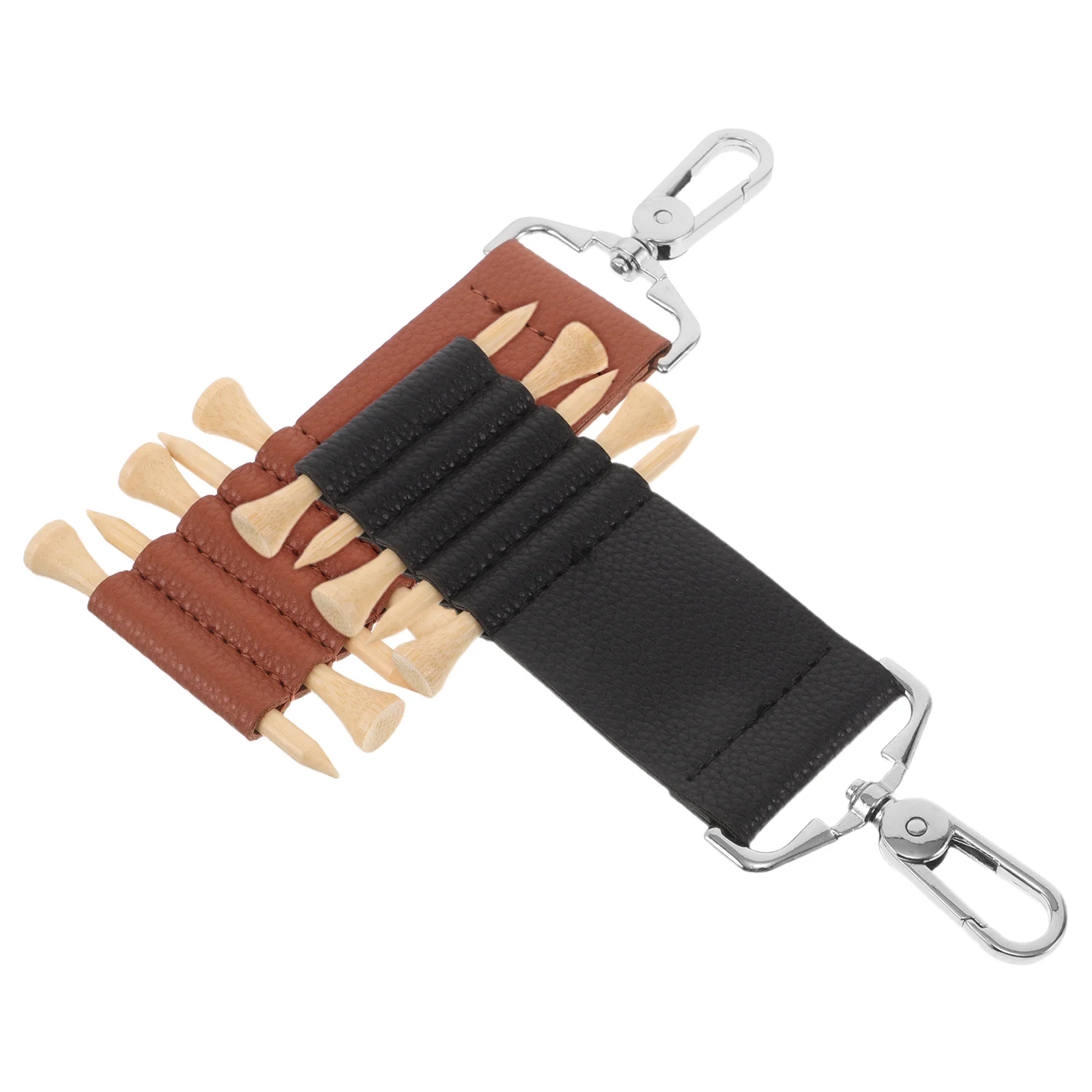 2Pcs PU Golf Tee Holder Portable Clip Keychain Golf Ball Storage Organizer Hanging Stand Carrying Case