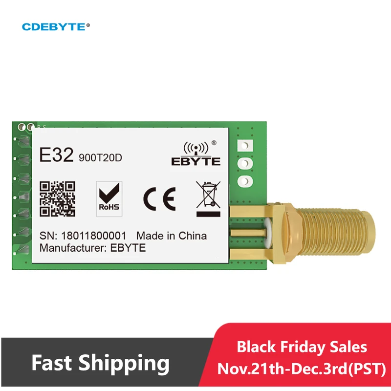 

Ebyte E32-900T20D V8 LoRa 868 МГц 915 МГц IoT 20 дБм 100 мВт беспроводной модуль приемопередатчика UART и приемника