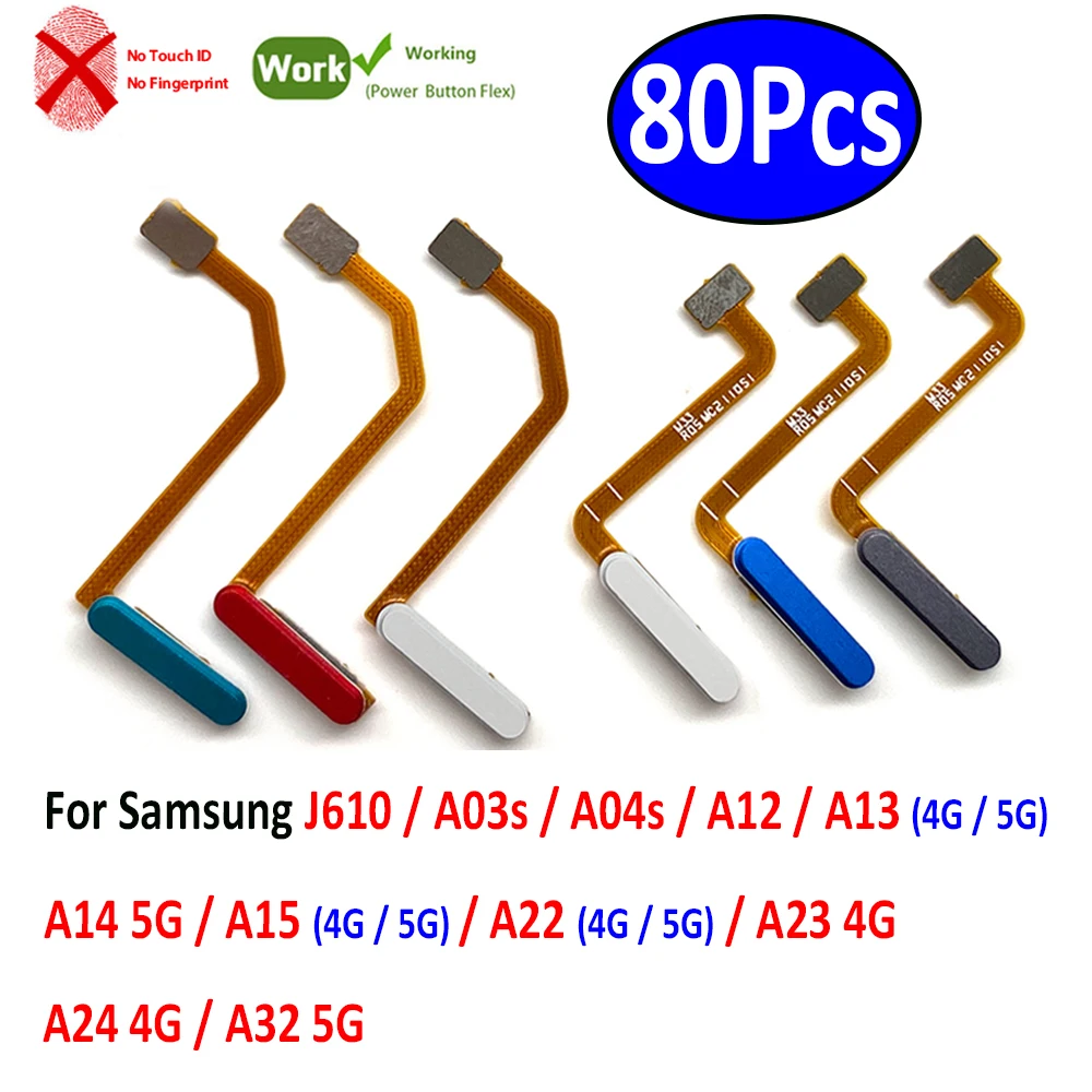 

80 шт., переключатель включения и выключения, кнопка «Домой», боковая клавиша без отпечатков пальцев, ID Flex для Samsung A32 A24 A23 A22 A13 A14 A15 A12 A03s A04S