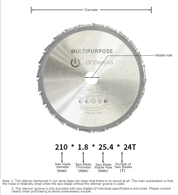 24T nowość 210mm tarczowe ostrze piły tarczowej do drewna metalowe ostrze Mayitr for Rage Rage4 25.4mm