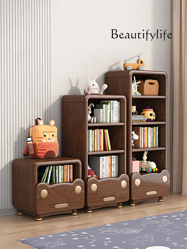 Simple Modern Solid Wood Walnut Bookshelf Picture Book Rack Floor-Standing Rack Combination Simple Storage Storage Rack