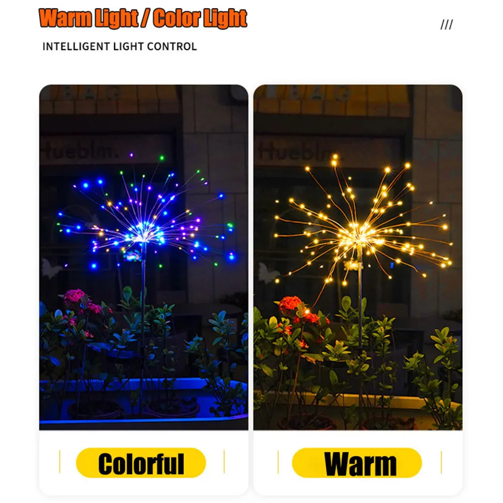 200LED Solar Fireworks Light Outdoor Waterproof Solar Light 8 Lighting Modes DIY Starburst Fairy Light Holiday Decorative Lights