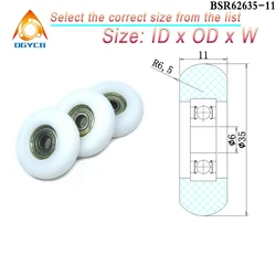 1pcs 6*35*11mm Rowing Machine Seat Rollers 6x35x11mm BSR62635-11 6mm Bore 35mm Diameter POM Coated Rower Wheels Guide Pulleys