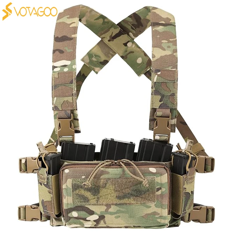 タクティカルチェストリグ-トリプル-556-762-マグポーチインサート-x-ハーネスマウントチェストリグ-調節可能-取り外し可能-射撃狩猟用