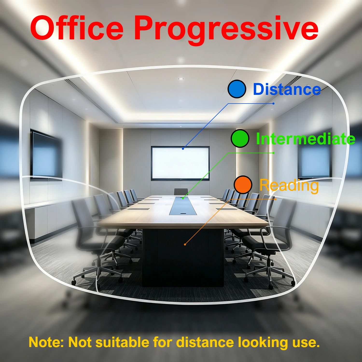 1.56 1.61 1.67 Anti Blue Light Office Progressive Lens Area for Intermediate Distance Use Like Computer Reading
