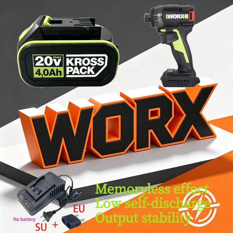 Original WORX 20V 4.0Ah Battery,for Home Improvement,building,multi Scene Operation,fit WA3016 WA3406,for WORX Cordless Drill