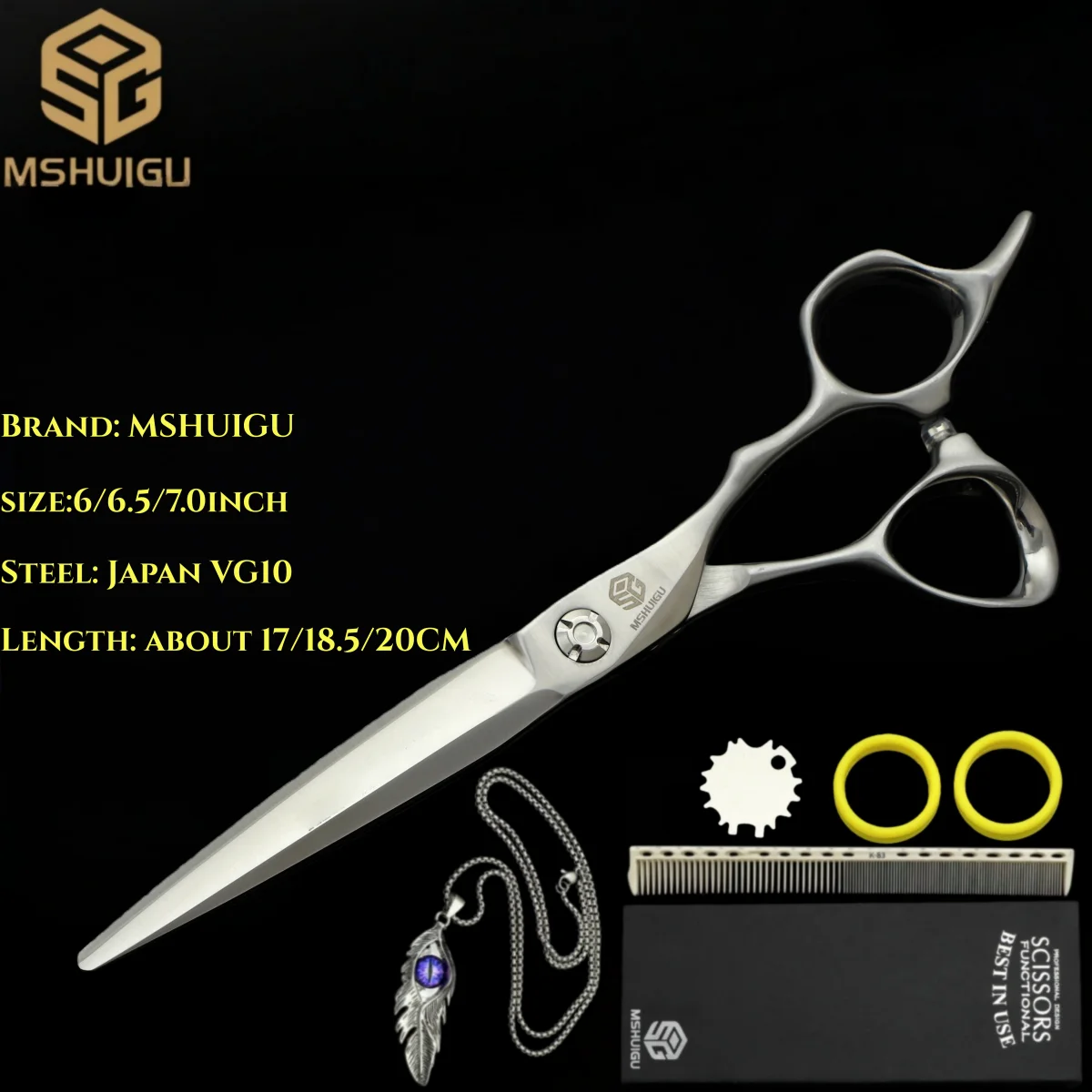 

MSHUIGU Professional hair scissors VG10 6/6.5/7inch Multifunctional composite scissors thinning shears Household hair clippers