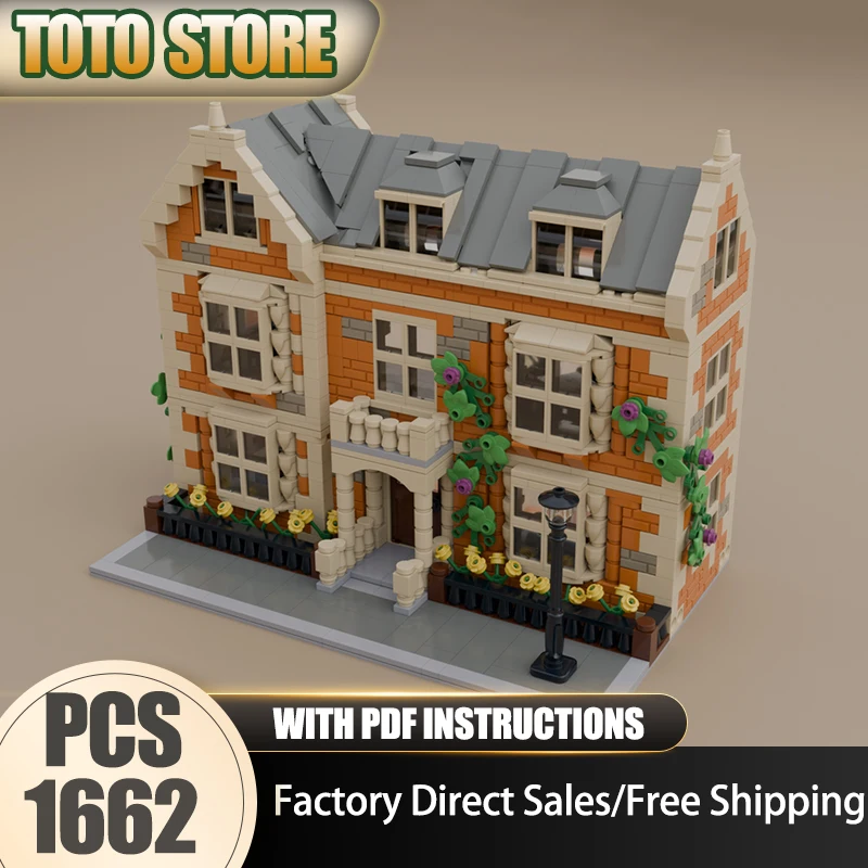 City Street View Model Moc Bouwstenen Britse stijl Huismodel Technologie Modulaire blokken Cadeau Kerstspeelgoed DIY-montage
