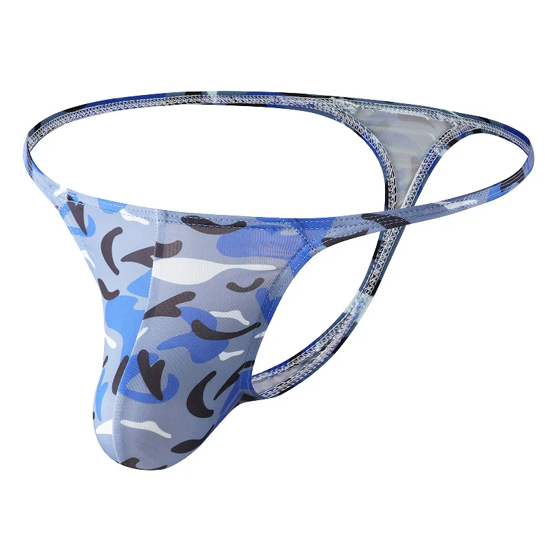 Ice Silk Camouflage Sexy Men Underwear Jockstrap Panties Tanga U Bulge Pouch Erotic Men's Thong And G-string Underpants Bikini