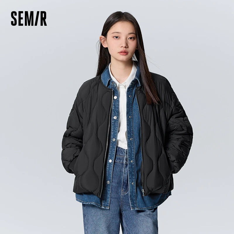 Semir Down Jacket Women Lightweight Loose Fake Two-Piece 2024 New Winter Waterproof Winter Clothing