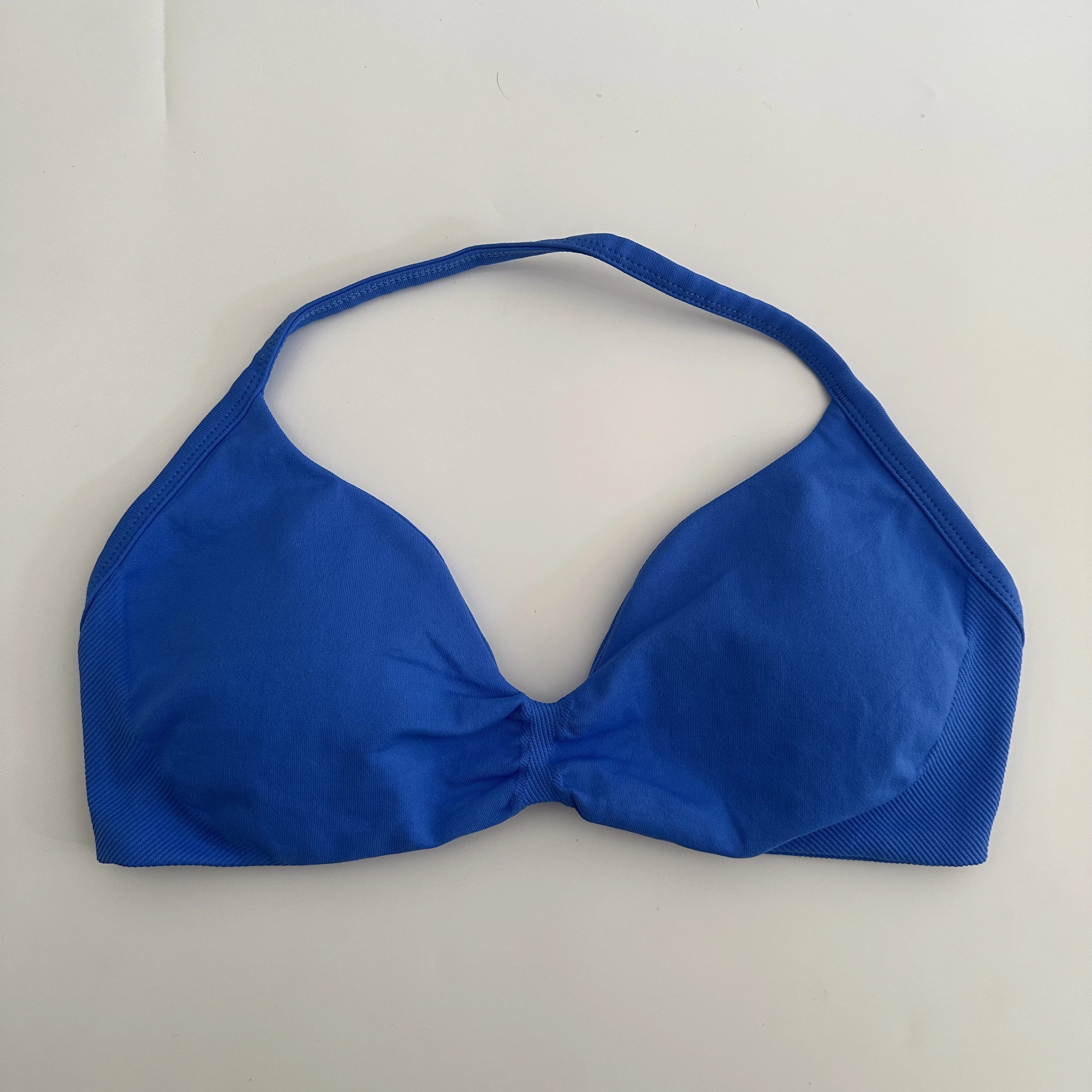 No Logo Strappy Bra Gym Top Women High Support Impact Thin Strap Halter Sports Seamless Bras Scrunch Workout Yoga Tank Top
