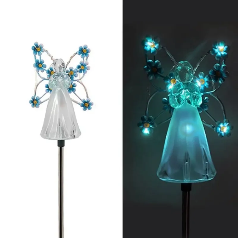 Wodoodporne słoneczne lampki aniołowe Solar Angel Garden Lights Zewnętrzne wodoodporne wtyczki trawnikowe Lampki słupowe LED Garden Angel Night Light