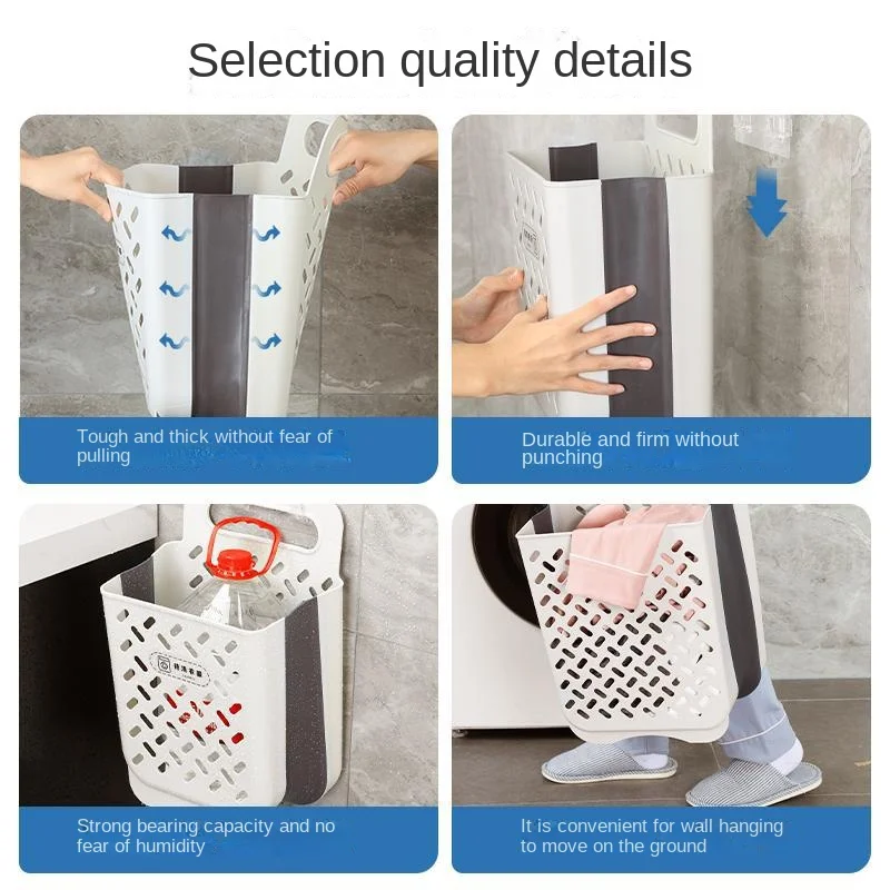 Household Laundry Wall Hanging Foldable Bath Dirty Clothes Storage Basket Barrels Bathroom Appliance