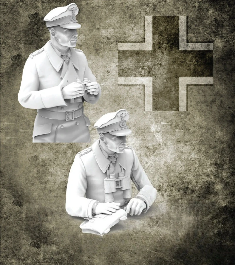 Zestaw modelu figurki z żywicy odlewanej ciśnieniowo w skali 1/35, II Wojna Światowa, niemiecka armia, generał, 2 figurki, pół ciała, niezmontowany i niepomalowany