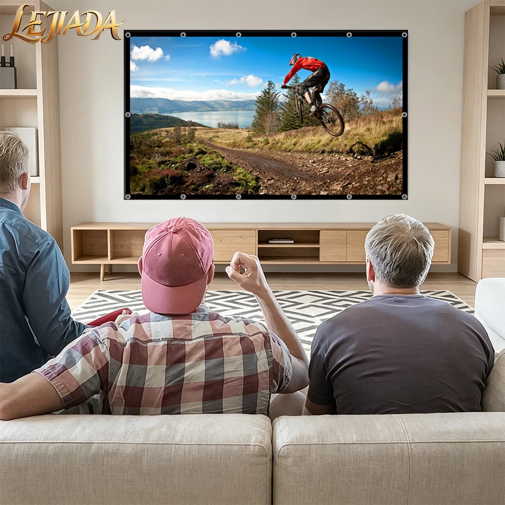 LEJIADA 4K HD Brightness-enhancing Anti-light Projector Screen Black Border With Holes White Grid 160° Wide Viewing 60-130 inch