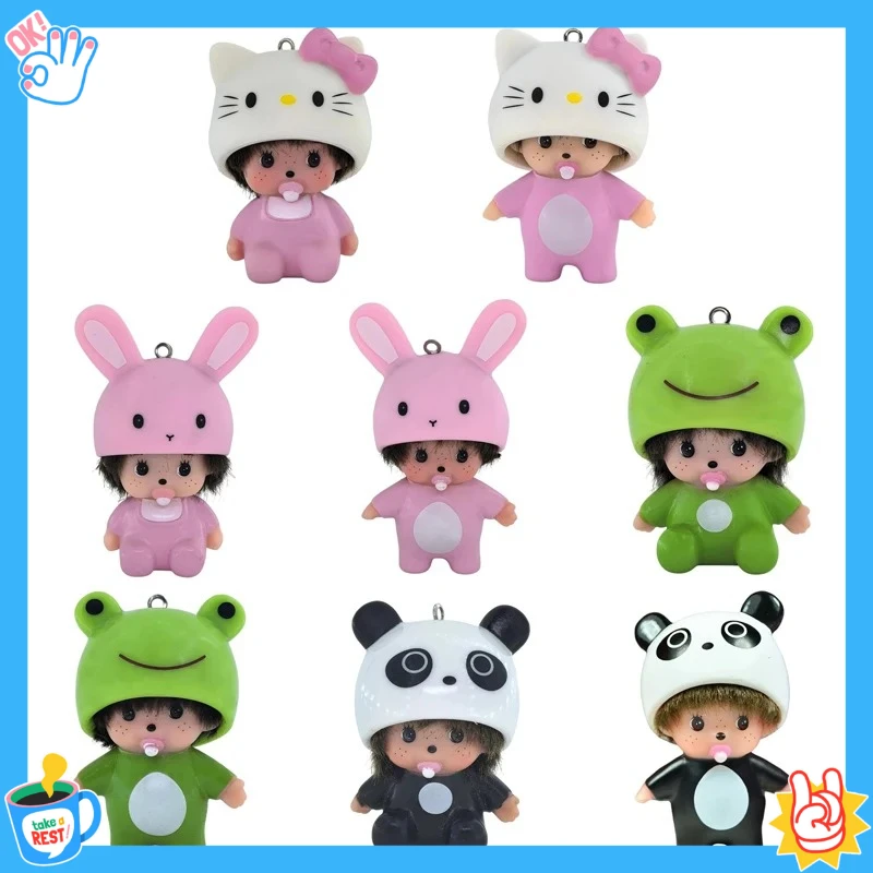 

1-8 шт. Брелок Hello Kitty, виниловая аниме-фигурка, милый мультяшный брелок для ключей, подвеска для автомобиля, украшение для рабочего стола, свадебные подарки, Брелок Мончичи