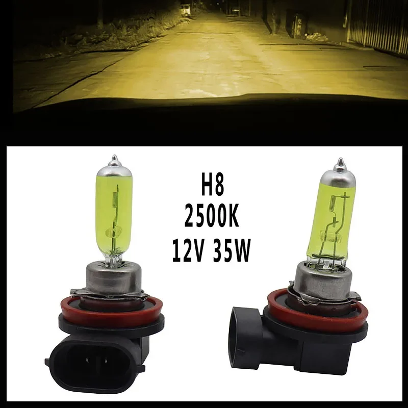 2pcs H8 12V 35W Xenon Halogen Yellow car Headlight Fog Quartz Glass 2500K Light Lamp Bulbs