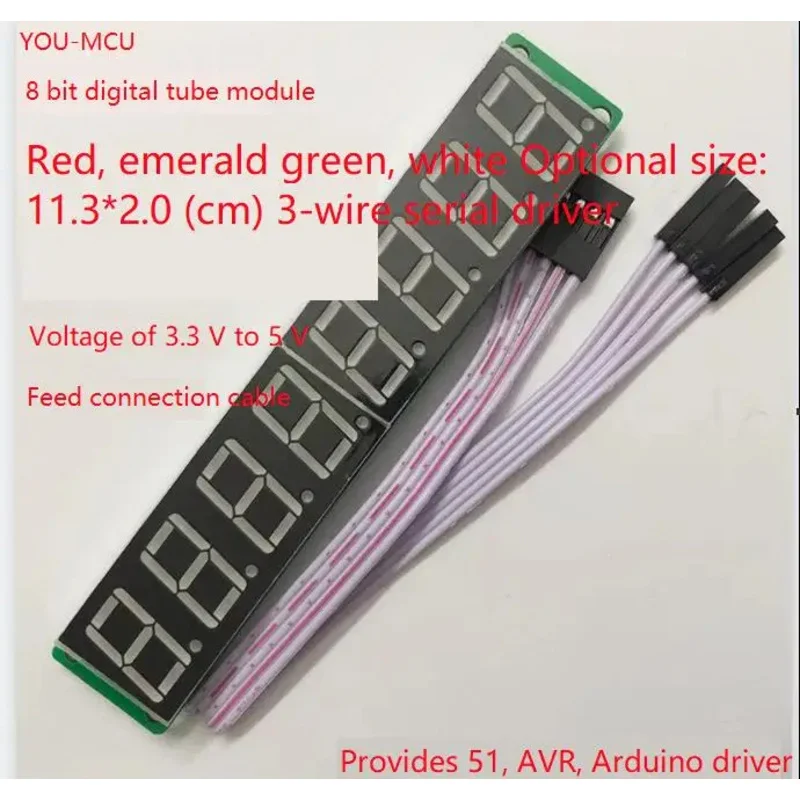 0.56 Inch Eight-digit LED Digital Tube Display Module Compatible with TM1638 Serial Driver Red/emerald/white